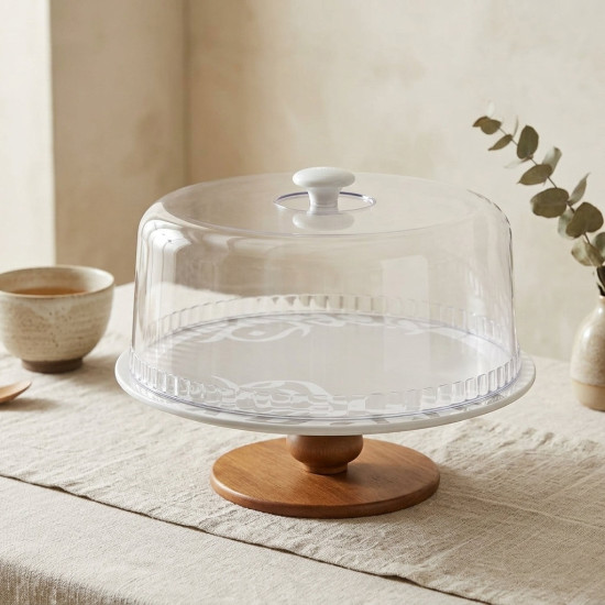 Serving Platter with Wooden Base